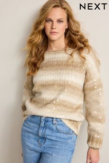 Naravna - Črtast pulover z bleščicami Spacedye (847298) | €19