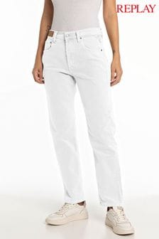 Replay White Maijke Straight Fit Jeans (847300) | $240