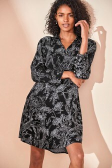 Black Scribble Print V-Neck Collar Dress (847582) | 3 €