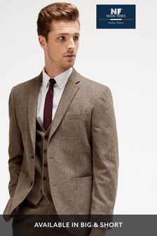 Brown Tailored Fit Herringbone Suit: Jacket (847638) | €63