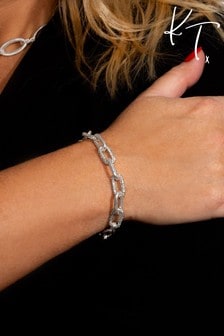 Kate Thornton Silver Chunky Pavé Link Chain Bracelet (847788) | 94 zł