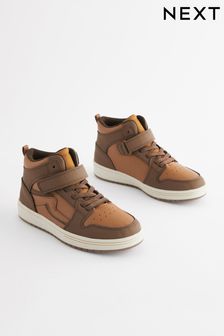 Brown Elastic Lace High Top Trainers (848134) | KRW57,600 - KRW66,200
