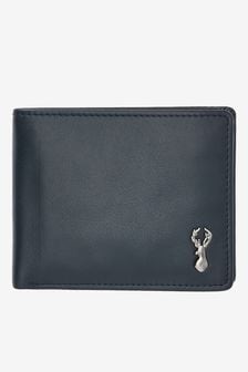 Темно-синий - Кожаный вместительный бумажник со значком оленя (848170) | €28