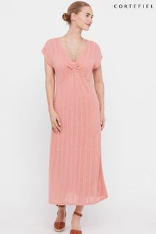 Cortefiel Plissiertes Kleid aus Jersey-Strick, Rosa (848439) | 47 €