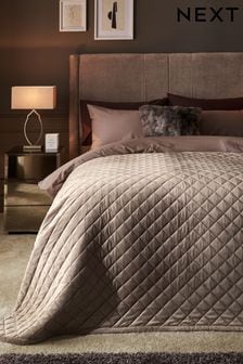 Champagne Gold Hamilton Velvet Quilted Bedspread (848477) | CA$118 - CA$213