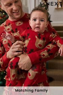 Красный/коричневый - Хлопковая пижама для малышей с рождественским принтом (0 мес. - 3 лет) (848815) | €11 - €12
