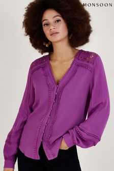 Monsoon Purple Hope Sustainable Lace Trim Top (848899) | €35