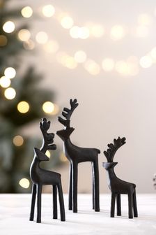Set of 3 Black Christmas Stags (848930) | BGN 57