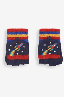 JoJo Maman Bébé Navy Rocket Embroidered Gloves (84Z917) | €25
