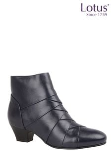 Lotus Navy Blue Leather Ankle Boots (850293) | OMR39