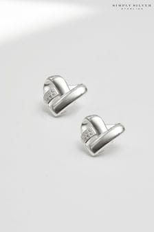 Simply Silver Silver Tone Knotted Heart Earrings (850600) | LEI 269