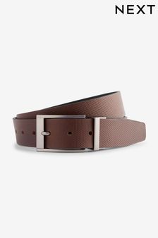 Black/Brown Reversible Textured Leather Belt (850759) | 67 zł
