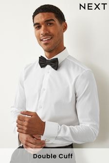 White Slim Fit Double Cuff 100% Cotton Shirt (851626) | $45