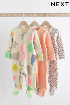 Fluro Orange Baby Sleepsuits 3 Pack (0mths-2yrs) (851631) | €27 - €30
