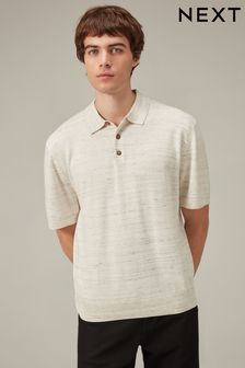 Natural Linen Blend Knitted Polo Shirt (852021) | kr265