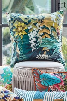Prestigious Textiles Emerald Green Hidden Paradise Botanical Feather Filled Cushion (852591) | ₪ 214