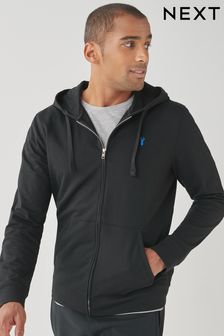 Fekete - Könnyű zip keresztül kapucnis pulóver (852604) | 8 660 Ft
