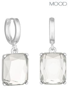 Mood Silver Crystal Emerald Cut Huggie Hoop Earrings (852644) | 69 QAR