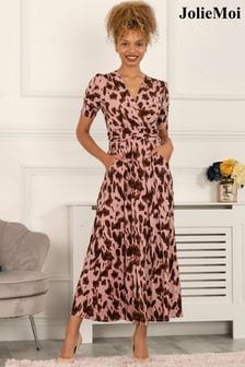 Розовое трикотажное платье макси со складками Jolie Moi Daria (852660) | €107