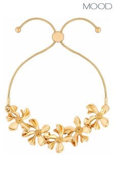 Mood Gold Polished Dipped Flower Graduated Toggle Bracelet (852695) | AED78