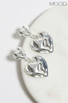 Mood Silver Tone Polished Fluid Heart Double Drop Earrings (853016) | 69 QAR