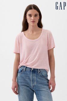 Gap Pink Linen Blend Short Sleeve Scoop Neck T-Shirt (853274) | €22.50
