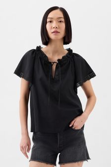 Черный - Кружевная блузка с расклешенными рукавами Gap (853488) | €41