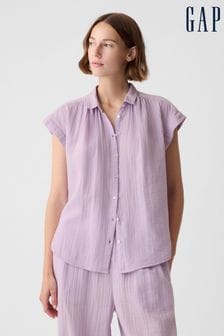 Gap Purple Crinkle Cotton Short Sleeve Shirt (853643) | €47