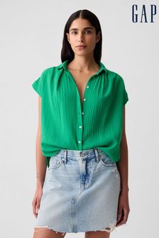 Gap Green Crinkle Cotton Short Sleeve Shirt (853648) | kr550