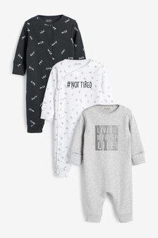 Lot de 3 grenouillères sans pieds avec message (0 mois - 3 ans)