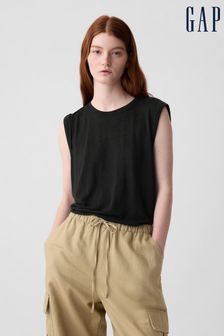 Črna - lanena majica brez Gap in Blend iz lanenega platna (853834) | €21