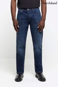 River Island Blue Straight Fit Jeans (854271) | $64