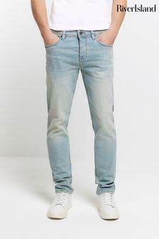 River Island Light Blue Slim Fit 100% Cotton Jeans (854324) | $77