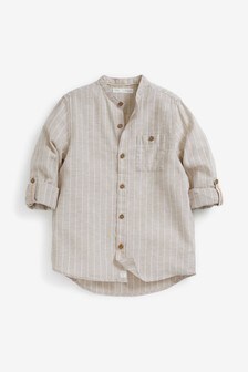 Chemise rayée à col grand-père (3-16 ans)