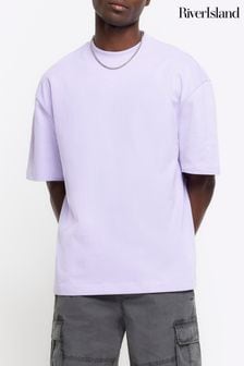 River Island Purple Oversized RI Studio T-Shirt (854512) | OMR10