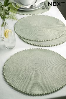 Sage Green Pom Pom Placemats (854558) | LEI 95