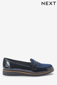 Navy Blue Regular/Wide Fit Forever Comfort® Brogue Detail Chunky Sole Forever Comfort Loafers (854564) | DKK301