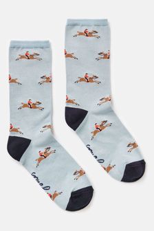 Joules Excellent Everyday Blue Horse Ankle Socks (854796) | SGD 15