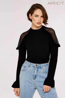 黑色 - Apricot肩部網紗皺摺裝飾套衫 (854975) | NT$1,590