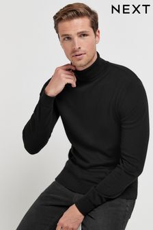 Black Regular Knitted Long Sleeve Roll Neck Jumper (854985) | 746 UAH