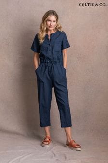 Celtic & Co. Blue Linen Cotton Jumpsuit (855019) | 950 SAR