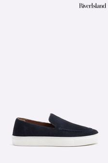 River Island Blue Suede Loafers (855118) | 317 SAR