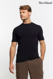 River Island Black Muscle Fit Brick T-Shirt (855233) | NT$1,170