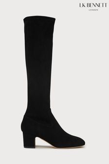 LK Bennett Kiran Black Stretch Suede Knee Boots (855486) | DKK3,740