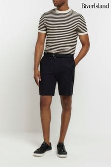 River Island Black Belted Chinos Shorts (855574) | SGD 62