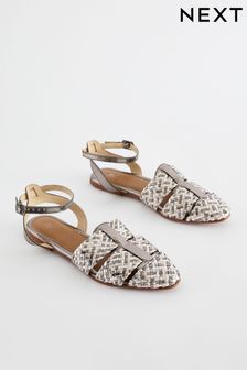 Metallic Forever Comfort® Leather Weave Huaraches Shoes (855750) | 185 SAR