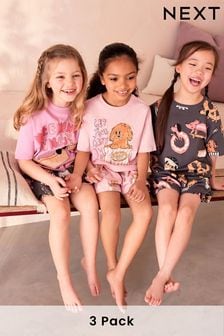 ピンク / グレー ダックスフント - ショートパンツ パジャマ 3 枚組 (9 ヶ月～16 歳) (855827) | ￥5,030 - ￥6,250