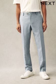 Light Blue Slim Wool Blend Donegal Suit: Trousers (855853) | 292 QAR