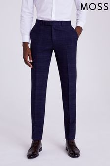MOSS Tailored Fit Navy Black Check Suit: Trousers (856183) | 396 QAR