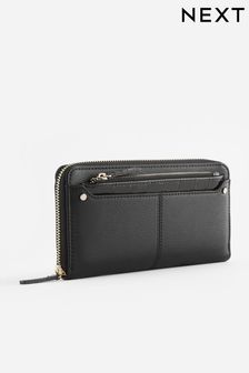 Black/Patent Croc Effect Large Purse With Pull-Out Zip Coin Purse (857052) | $26